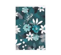 Drapeau de jardin floral bleu sarcelle gris et blanc 61 x 91 cm double face qui ne se décolore pas pour maison, cour, porche, pelouse, décoration extérieure
