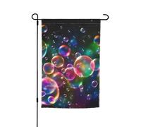 Drapeau de jardin floral coloré avec imprimé étoiles arc-en-ciel 30,5 x 45,7 cm pour toutes les saisons, décoration de cour épaisse pour pelouse