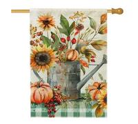 Drapeau de jardin floral d'automne, arrosoir jaune tournesol pour décoration d'intérieur, bannière double face en toile de jute, décoration de pelouse, 71,1 x 101,6 cm