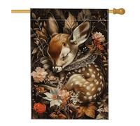 Drapeau de jardin floral d'automne, cerf fauve marron, bannière de jardin, bannière de jardin, drapeau de cour en toile de jute saisonnière, décoration de pelouse extérieure 71,1 x 101,6 cm