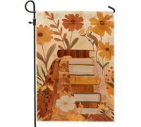 Drapeau de jardin floral d'automne, livres de chrysanthème jaune, bannière de jardin, bannière de jardin, drapeau de cour double face en toile de jute, décoration de pelouse extérieure, 30,5 x 45,7 cm