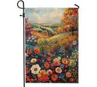 Drapeau de jardin floral d'automne, multicolore rustique à flanc de colline - Décoration de jardin double face - 30,5 x 45,7 cm