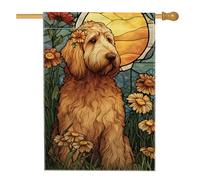Drapeau de jardin floral d'automne, œuvre d'art décorative jaune, double face en polyester pour amoureux des chiens, décoration de jardin saisonnière pour célébrations d'automne 71 x 101 cm
