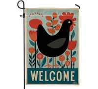 Drapeau de jardin floral de bienvenue au printemps, bannière de jardin rouge, orange, vert, bannière de cour, art de la ferme, décoration de pelouse double face pour fête saisonnière de vacances, 30,5