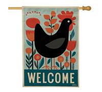 Drapeau de jardin floral de bienvenue au printemps, bannière de jardin rouge, orange, vert, bannière de cour, art de la ferme, décoration de pelouse double face pour fête de vacances saisonnières, 71