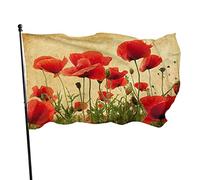 Drapeau de jardin floral de champ de coquelicot rouge 0,9 x 1,5 m Grunge Blossom Sale Fleur Rose Plante Nature Herbe Polyester Yard Drapeaux Maison Patio Pelouse Intérieur Extérieur Bannière de voeu