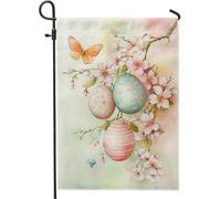 Drapeau de jardin floral de Pâques et printemps, œufs verts pastel, décoration de cour, drapeau de pelouse double face en toile de jute, décoration extérieure de vacances, 30,5 x 45,7 cm