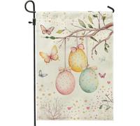 Drapeau de jardin floral de Pâques, œufs de couleur pastel, décoration extérieure, drapeau de cour en tissu double face, décoration de vacances de printemps, 30,5 x 45,7 cm