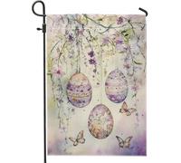 Drapeau de jardin floral de Pâques, œufs et papillons de couleur pastel, décoration d'intérieur, drapeau de cour, décoration extérieure double face pour décoration de pelouse de vacances, 30,5 x 45,7