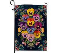 Drapeau de jardin floral de pensée vibrante, bannière colorée de printemps et d'été, décoration de maison double face, décoration de pelouse extérieure, 30,5 x 45,7 cm