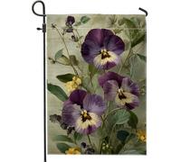 Drapeau de jardin floral de pensée violette, bannière élégante pour décoration d'intérieur, drapeau de cour double face pour décoration de pelouse extérieure, 30,5 x 45,7 cm