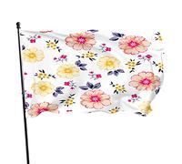 Drapeau de jardin floral de printemps 0,9 x 1,5 m rose jaune rose petite fleur feuille feuillage nature polyester drapeaux de jardin maison patio pelouse intérieur extérieur bannière de voeux