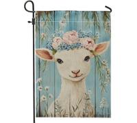Drapeau de jardin floral de printemps et d'été, cerf floral bleu, décoration d'intérieur, drapeau de jardin, drapeau de cour en tissu double face, décoration de pelouse extérieure de printemps, 30,5 x