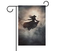 Drapeau de jardin floral de vol de sorcière 30,5 x 45,7 cm double face à l'extérieur, anniversaire de mariage, cour, drapeau extérieur pour famille, nom de famille, décoration extérieure