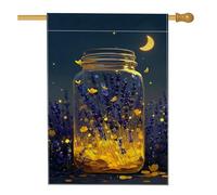 Drapeau de jardin floral d'été, bannière de décoration extérieure en pot bleu, bannière de décoration extérieure, drapeau double face en toile de jute pour décoration de la maison, de la pelouse, 71 x