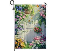 Drapeau de jardin floral d'été, papillon coloré pour décoration extérieure, drapeau de jardin, drapeau de cour double face en toile de jute pour décoration de pelouse de vacances, 30,5 x 45,7 cm