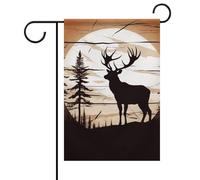 Drapeau de jardin floral en forme de silhouette d'élan sauvage 30,5 x 45,7 cm double face à l'extérieur, anniversaire, mariage, cour, drapeau extérieur pour famille, nom de famille, décoration