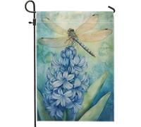 Drapeau de jardin floral en jacinthe bleue de printemps et été, élégant drapeau de décoration d'extérieur, drapeau de cour double face en toile de jute pour décoration de maison et de jardin, 30,5 x