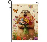 Drapeau de jardin floral fantaisie, bouquet coloré vif avec papillons, décoration d'intérieur, drapeau de cour double face en toile de jute pour décoration de pelouse extérieure de printemps, 30,5 x