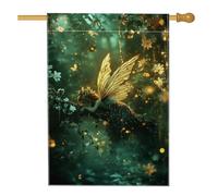 Drapeau de jardin floral féérique enchanté, ailes de papillon lumineuses, décoration d'intérieur magique, bannière double face pour pelouse, fête, cour, 71 x 101,6 cm