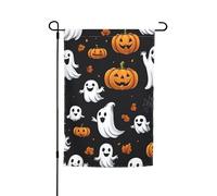 Drapeau de jardin floral Ghost Horror Halloween citrouille 30,5 x 45,7 cm toutes saisons décoration extérieure cour épais pour pelouse drapeau