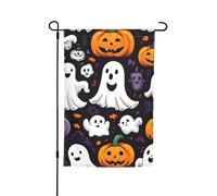 Drapeau de jardin floral Ghost Horror Halloween citrouille 30,5 x 45,7 cm toutes saisons décoration extérieure cour épais pour pelouse drapeau