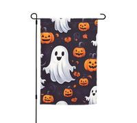 Drapeau de jardin floral imprimé citrouille fantôme Halloween 30,5 x 45,7 cm toutes saisons extérieur cour décoration épaisse pour pelouse drapeau
