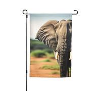 Drapeau de jardin floral imprimé éléphant africain 30,5 x 45,7 cm toutes saisons extérieur cour décoration épaisse pour pelouse drapeau