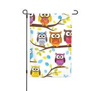 Drapeau de jardin floral imprimé hiboux sur branches d'arbre 30,5 x 45,7 cm toutes saisons décoration extérieure cour drapeau épais pour pelouse