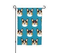 Drapeau de jardin floral imprimé lunettes et moustaches Corgi 30,5 x 45,7 cm toutes saisons extérieur cour décoration épaisse pour pelouse drapeau