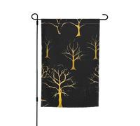 Drapeau de jardin floral imprimé marbre noir doré 30,5 x 45,7 cm toutes saisons extérieur cour décoration épaisse pour pelouse drapeau