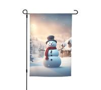 Drapeau de jardin floral imprimé Merry Christmas mignon bonhomme de neige 30,5 x 45,7 cm toutes saisons extérieur cour décoration épaisse pour pelouse drapeau