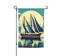 Drapeau de jardin floral imprimé paysage de bateau à voile 30,5 x 45,7 cm toutes saisons extérieur cour décoration épaisse pour pelouse drapeau
