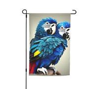 Drapeau de jardin floral imprimé perroquet bleu 30,5 x 45,7 cm toutes saisons décoration extérieure cour épais pour pelouse drapeau