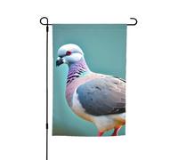 Drapeau de jardin floral imprimé pigeon 4 de dessin animé 30,5 x 45,7 cm toutes saisons extérieur cour décoration épaisse pour pelouses drapeau