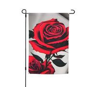 Drapeau de jardin floral imprimé rose rouge 30,5 x 45,7 cm toutes saisons extérieur cour décoration épaisse pour pelouse drapeau