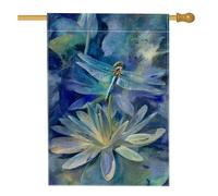 Drapeau de jardin floral libellule bleue, bannière de décoration d'intérieur, drapeau de cour double face en toile de jute pour décoration de pelouse extérieure printemps été 71 x 101,6 cm