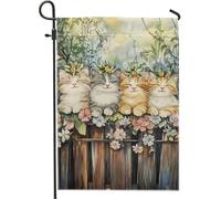 Drapeau de jardin floral mignon de chatons, bannière de cour de chat multicolore, décoration extérieure double face, motif animal mignon pour printemps, été, décoration de pelouse, 30,5 x 45,7 cm