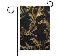 Drapeau de jardin floral noir et doré 30,5 x 45,7 cm double face à l'extérieur, anniversaire, mariage, cour, drapeau extérieur pour famille, nom de famille, décoration extérieure