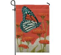 Drapeau de jardin floral papillon, bannière de décoration extérieure en toile de jute double face pour décoration de pelouse printemps/été, 30,5 x 45,7 cm
