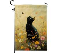 Drapeau de jardin floral pour chat, papillon, décoration d'intérieur, drapeau de jardin, drapeau de cour en toile de jute double face, décoration de pelouse extérieure, 30,5 x 45,7 cm