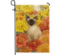 Drapeau de jardin floral pour chat printemps été, fleurs de souci jaune, bannière de décoration extérieure, drapeau de cour double face en toile de jute, décoration de pelouse de vacances, 30,5 x 45,7