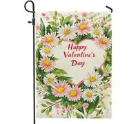 Drapeau de jardin floral pour la Saint-Valentin, motif cœur de marguerite, pêche, décoration d'intérieur, drapeaux de jardin, drapeau de cour, drapeau de cour, vacances, extérieur, pelouse, décoration