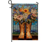 Drapeau de jardin floral pour printemps et été, bouquet de fleurs vibrantes, bannière de décoration extérieure, drapeau double face en toile de jute pour décoration de la maison, de la pelouse, 30,5 x