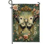 Drapeau de jardin floral printemps-été, beau papillon décoration d'intérieur, bannière de jardin, drapeau de cour en tissu double face, décoration de pelouse extérieure, 30,5 x 45,7 cm