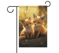 Drapeau de jardin floral renard mignon 30,5 x 45,7 cm double face à l'extérieur, anniversaire de mariage, cour, drapeau extérieur pour famille, nom de famille, décoration extérieure