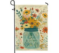 Drapeau de jardin floral saisonnier extérieur, papillon floral jaune, décoration d'intérieur, drapeaux de jardin, drapeau de cour, drapeau de cour, fête de vacances, décoration de pelouse extérieure