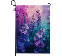 Drapeau de jardin floral vibrant, fleur violette, décoration extérieure, bannière de cour en polyester double face pour le printemps et l'été, belle décoration de pelouse de la maison, 30,5 x 45,7 cm