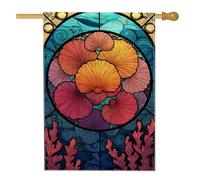 Drapeau de jardin floral vibrant, fleurs colorées en vitrail Bannière de décoration d'intérieur, drapeau de cour en toile de jute saisonnière pour décoration de pelouse extérieure 71 x 101,6 cm