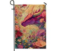 Drapeau de jardin floral violet vif, bannière de décoration extérieure fantaisie, affichage double face printemps été cour, motif floral coloré pour décoration de la maison, 30,5 x 45,7 cm